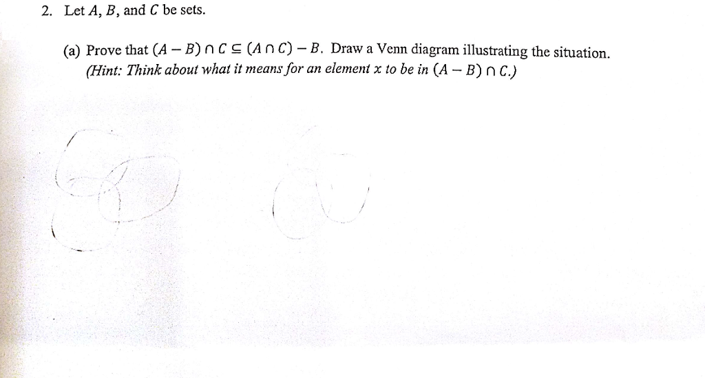 Solved 2. Let A, B, And C Be Sets. (a) Prove That CA B) N CS | Chegg.com