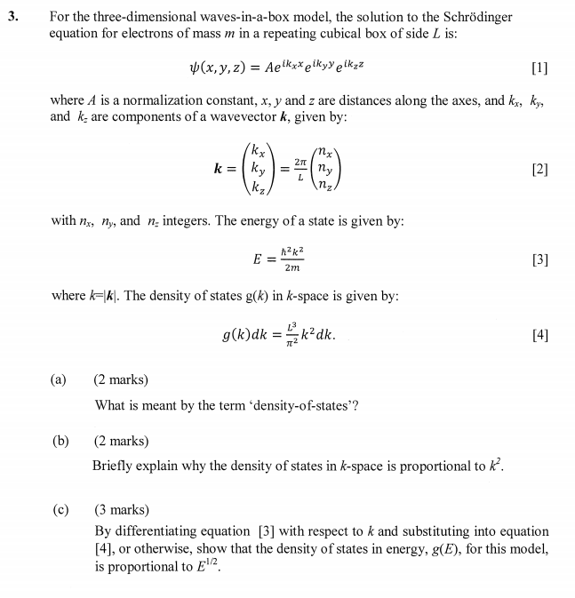 Solved 3. For the three-dimensional waves-in-a-box model, | Chegg.com