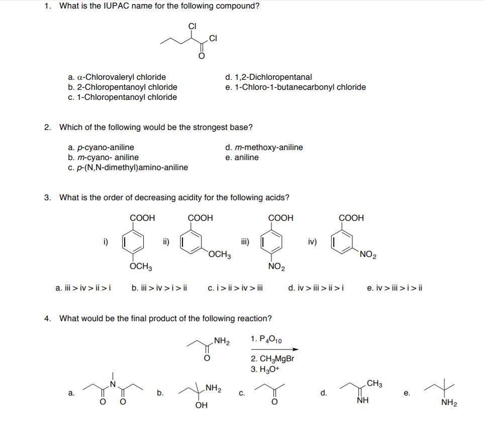 Solved 1. What is the IUPAC name for the following compound? | Chegg.com