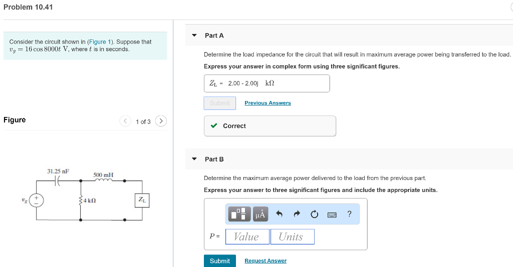 Solved Problem 10.41 Part A Consider the circuit shown in | Chegg.com