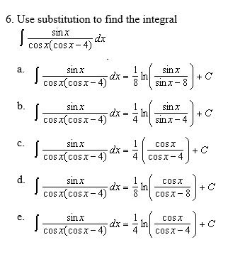 Solved Use substitution to find the integral integral sin | Chegg.com