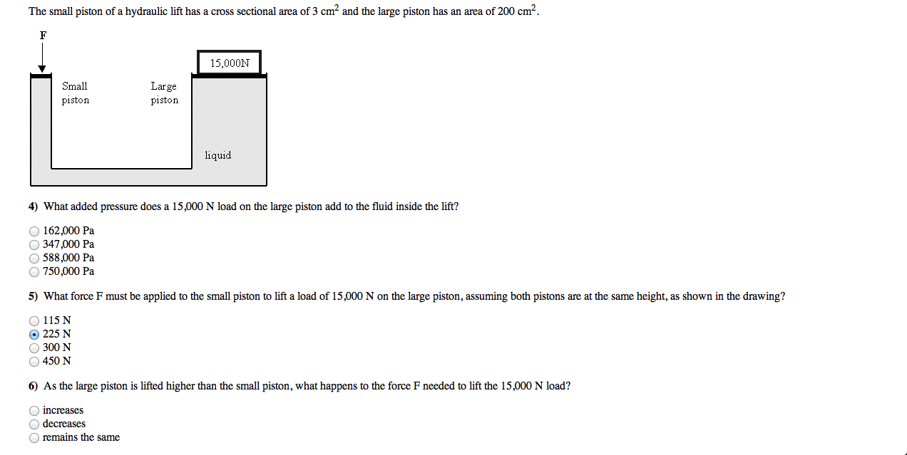solved-the-small-piston-of-a-hydraulic-lift-has-a-cross-chegg