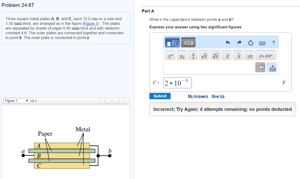 Solved Problem 24.67 Part A Three square metal plates A, B,