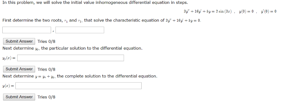 Solved In this problem, we will solve the initial value | Chegg.com