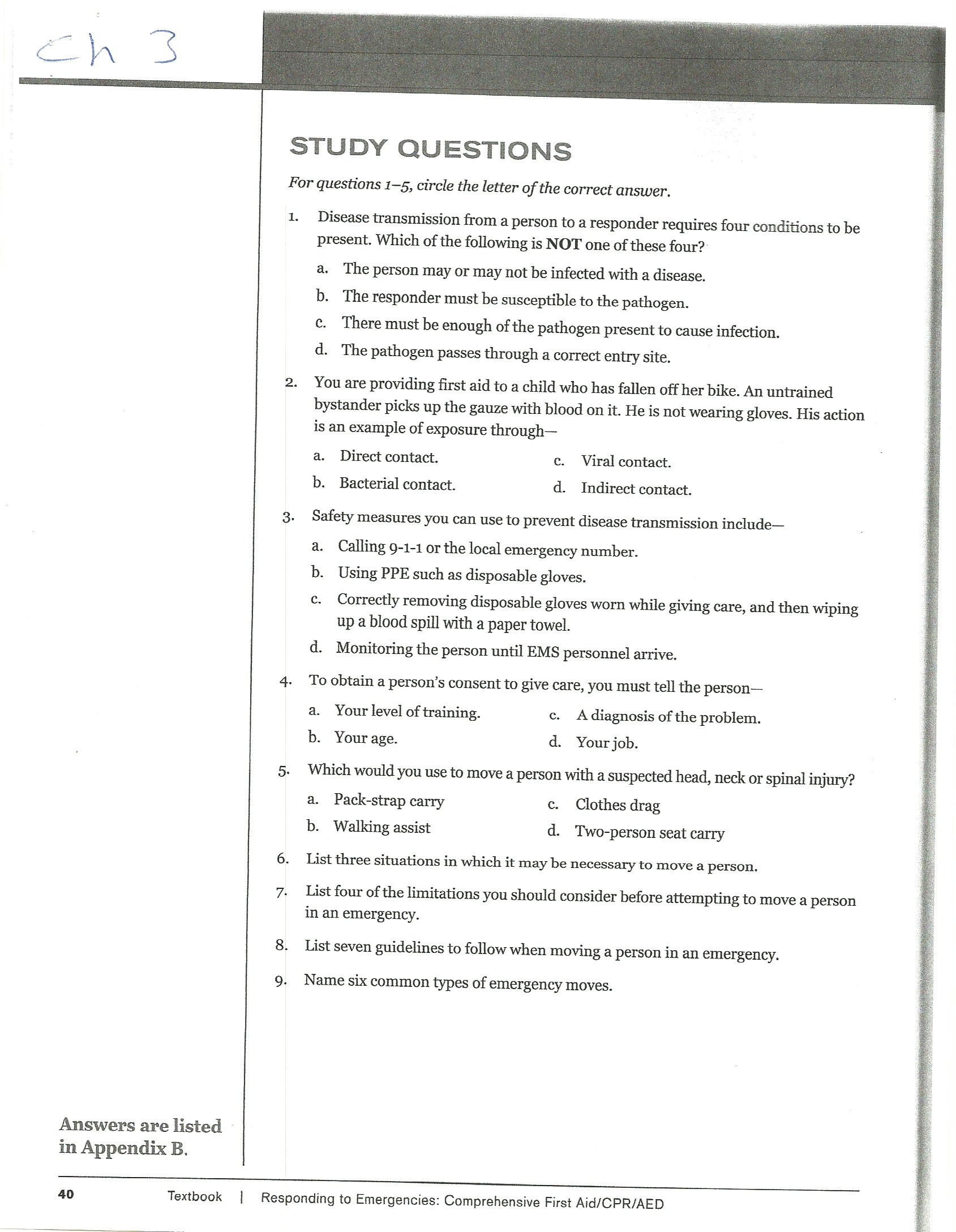 H 2 STUDY QUESTIONS 1 List The Emergency Action Chegg