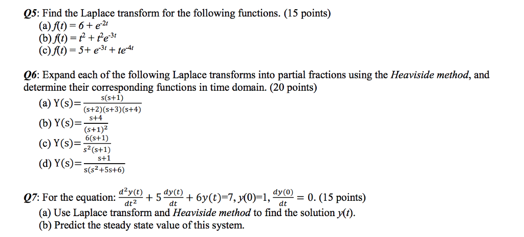 Solved Find The Laplace Transform For The Following