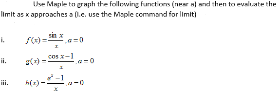 Solved Use Maple to graph the following functions (near a) | Chegg.com