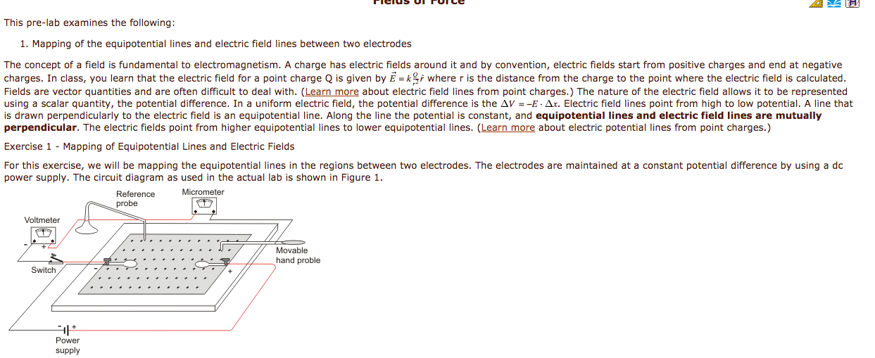 Solved Mapping of the equipotential lines and electric field | Chegg.com