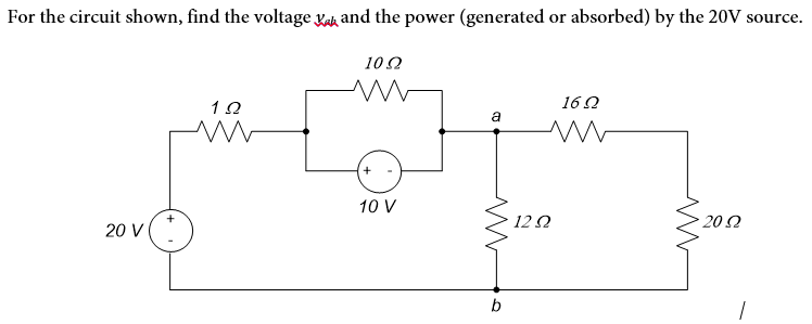 Solved Find Vab and the power (generated or absorbed) by the | Chegg.com