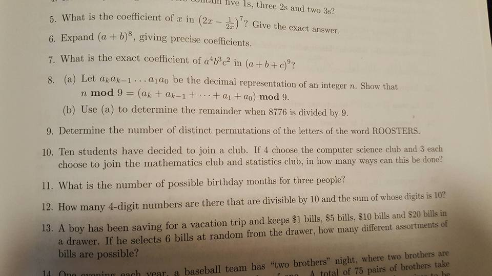 Solved What Is The Coefficient Of X In (2x - 1 2x)^7? Give 