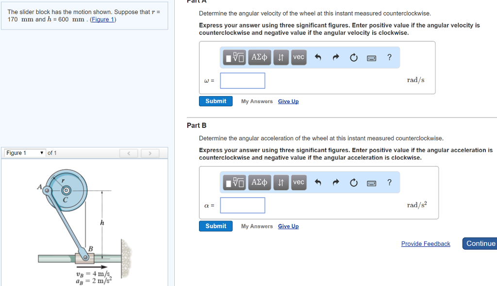 Solved The slider block has the motion shown. Suppose that r | Chegg.com