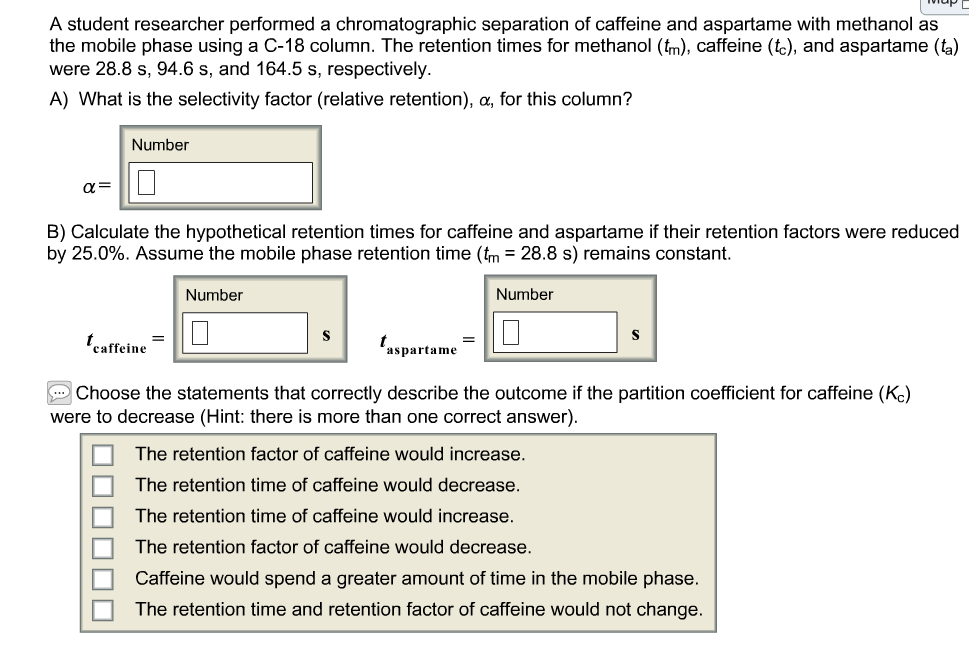 Solved A student researcher performed a chromatographic