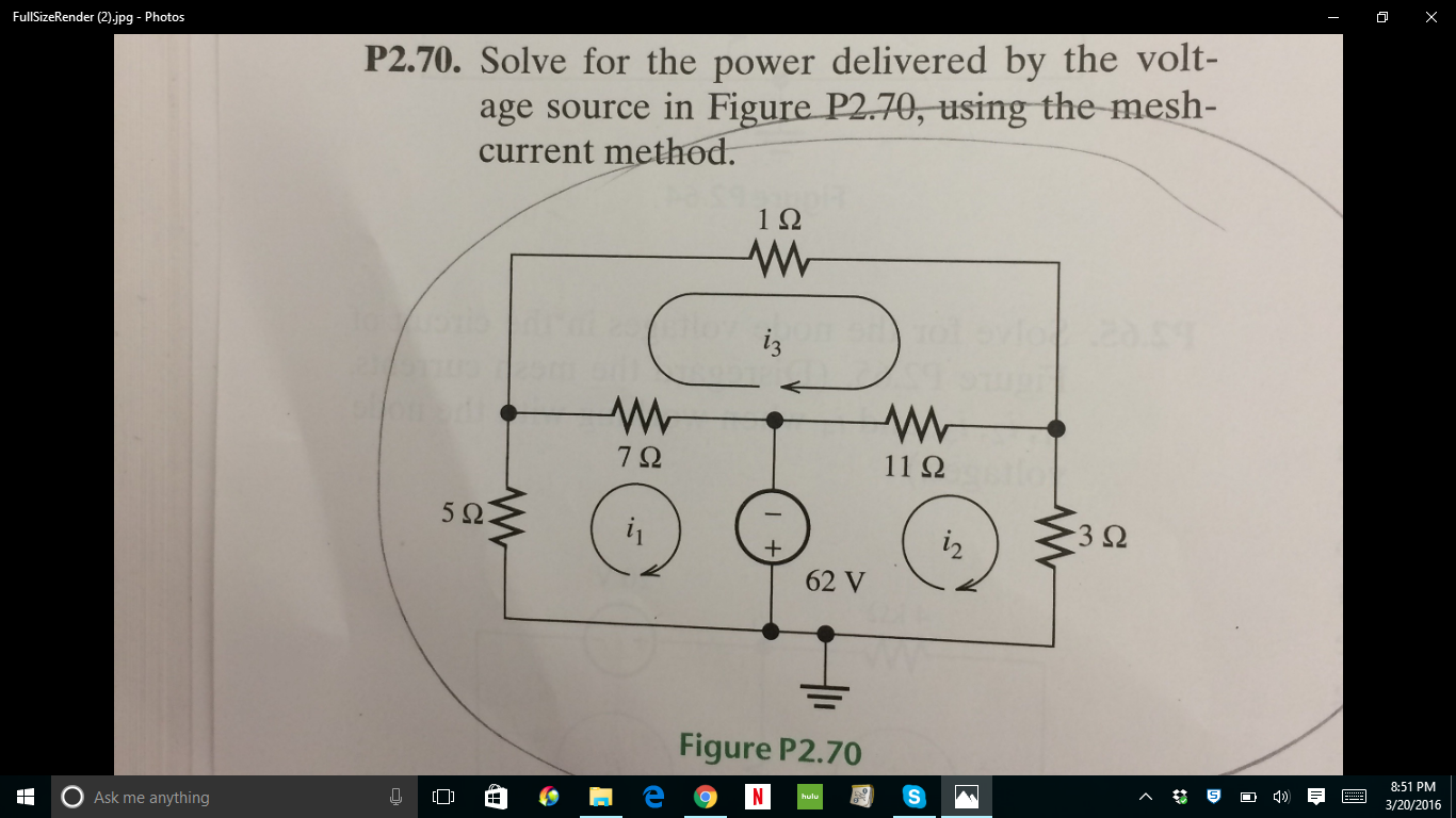 Solved Solve for the power delivered by the voltage source