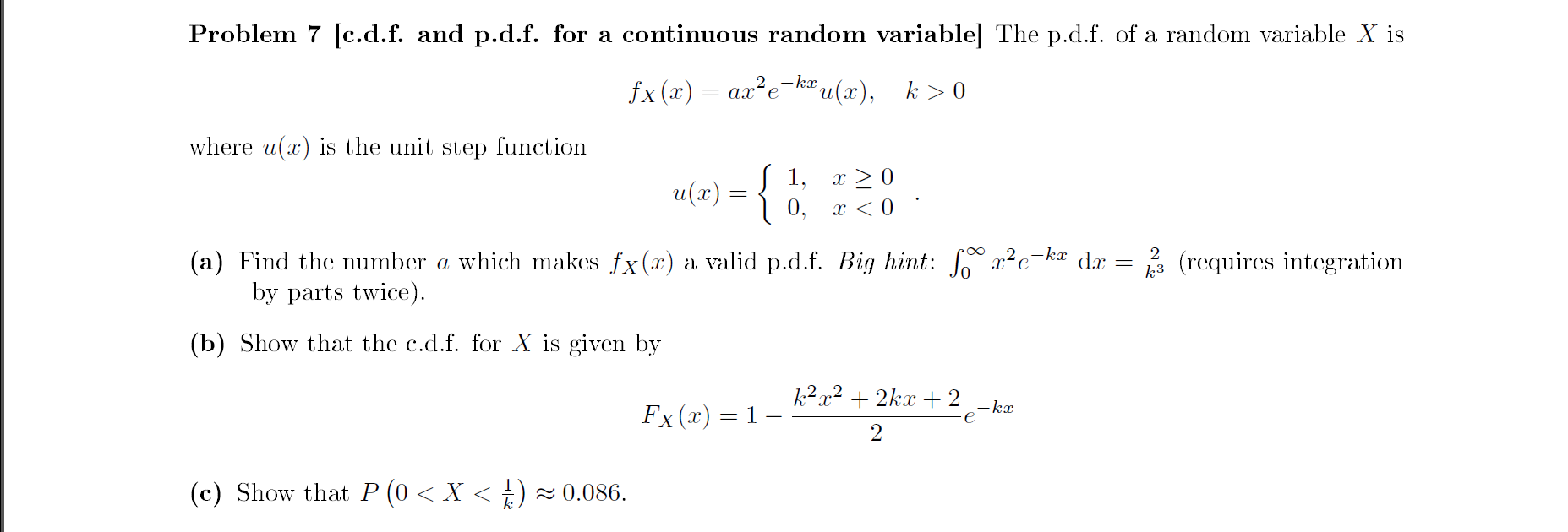 Solved The p.d.f. of a random variable X is fx(x) = | Chegg.com