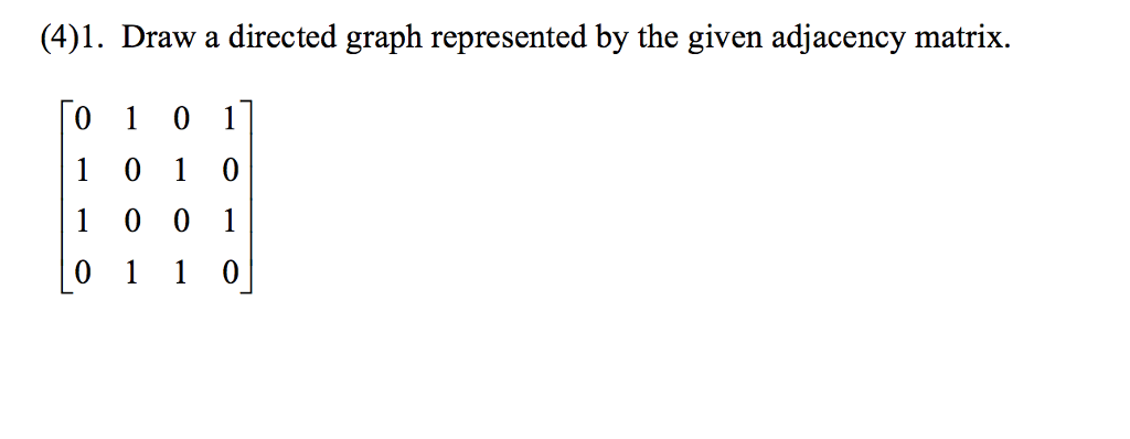 Solved Draw a directed graph represented by the given | Chegg.com