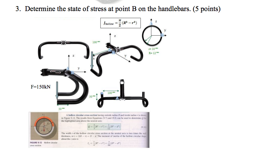 Solved Determine the state of stress at point B on the | Chegg.com