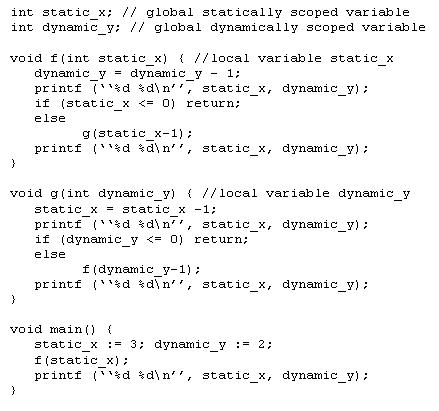Solved int static x: / global statically scoped variable int | Chegg.com