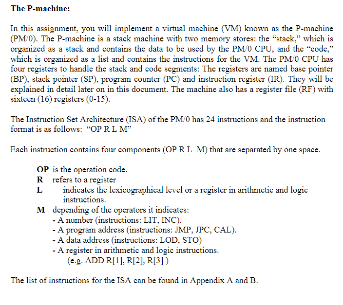 The P-machine: In this assignment, you will implement | Chegg.com