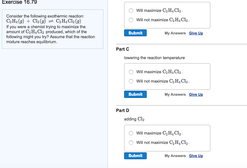 Solved Exercise 16.79 Consider the following exothermic Chegg