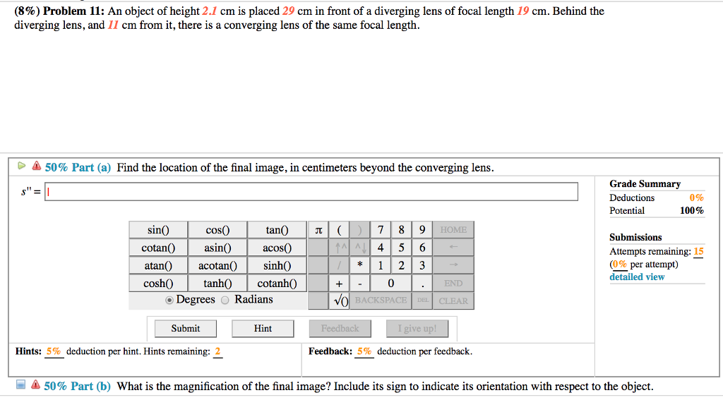 Solved An Object Of Height 2.1 Cm Is Placed 29 Cm In Front 