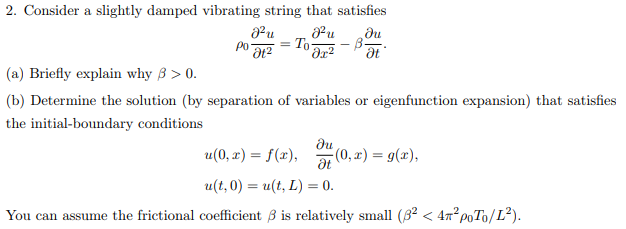 Solved 2. Consider a slightly damped vibrating string that | Chegg.com