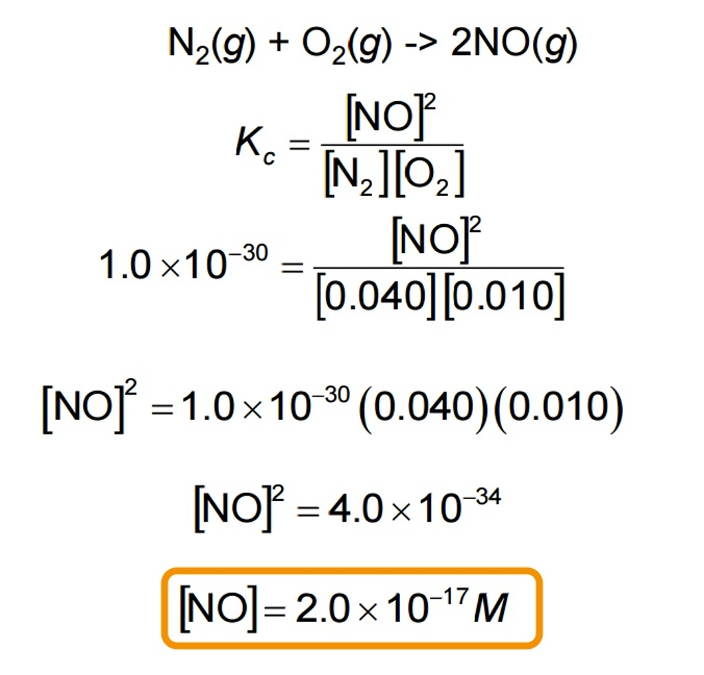 Solved Nitrogen and oxygen form nitric oxide. N2 (g) + O2