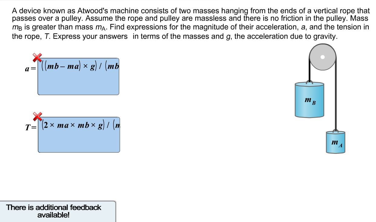 Solved A Device Known As Atwood's Machine Consists Of Two | Chegg.com