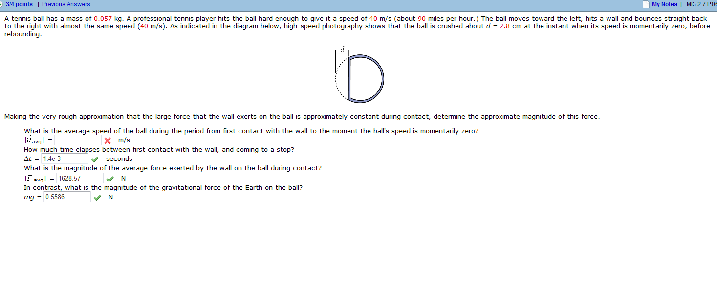 Solved A tennis ball has a mass of 0.057 kg. A professional
