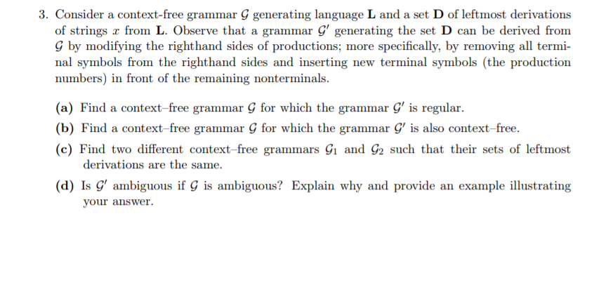 Solved 3. Consider a context-free grammar G generating | Chegg.com