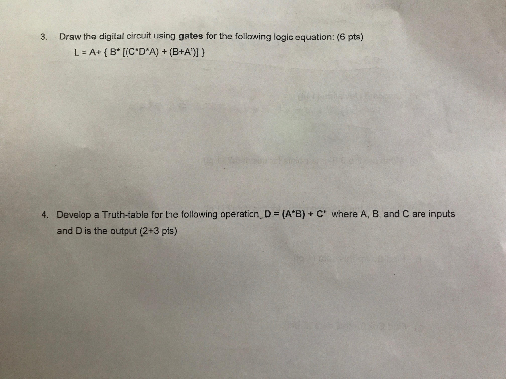 Solved 3. Draw The Digital Circuit Using Gates For The | Chegg.com