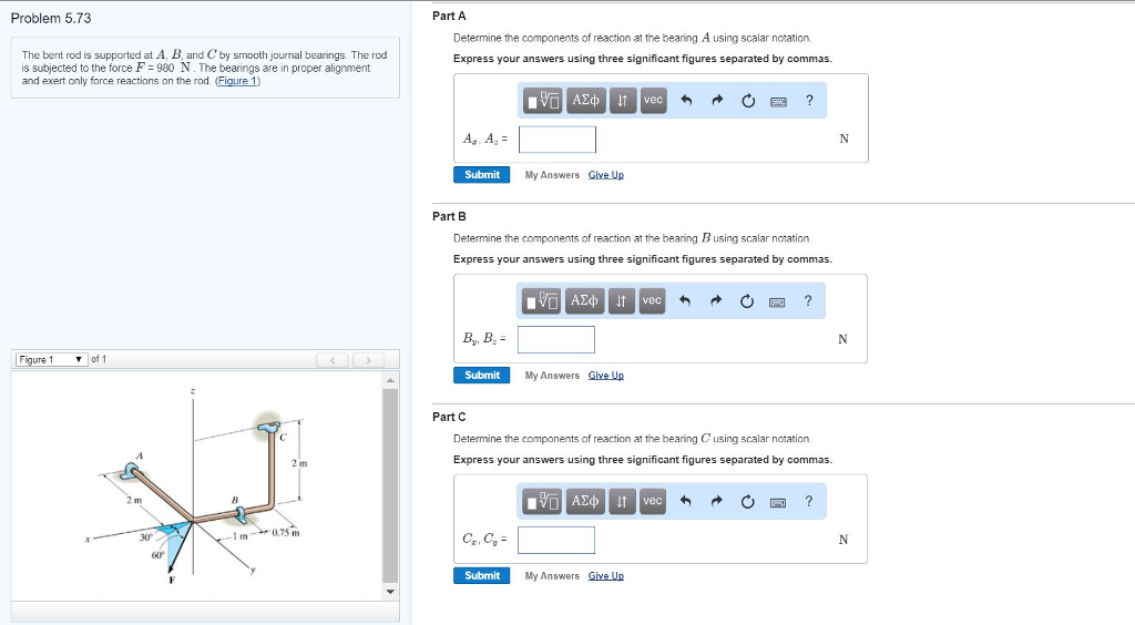 Solved Problem 5.73 Part A Determine the components of | Chegg.com