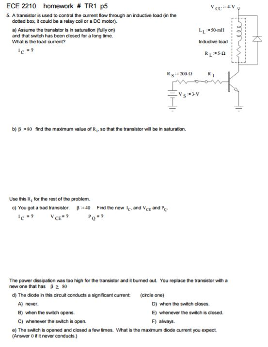 Solved A transistor is used to control the current flow | Chegg.com