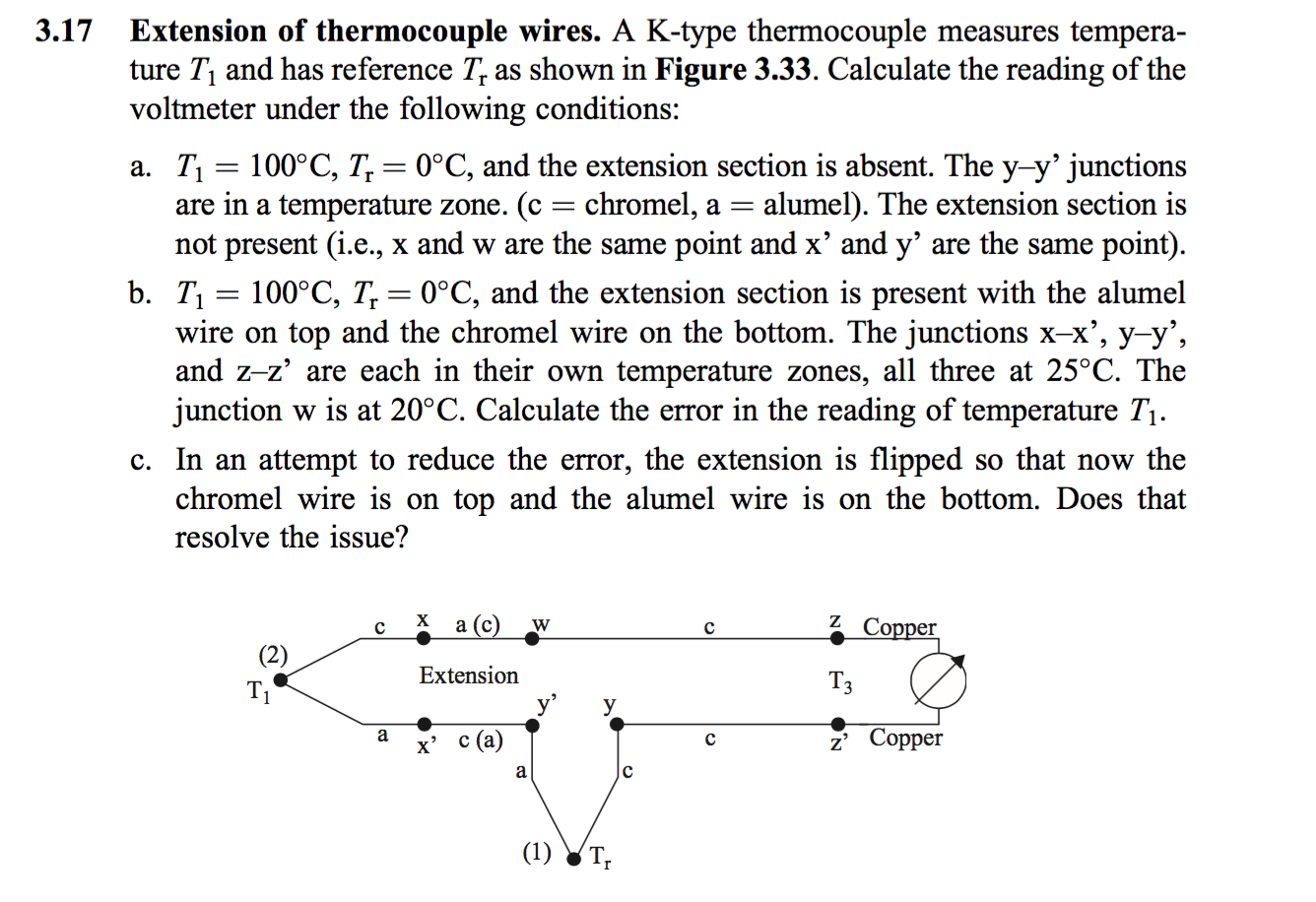 A K-type thermocouple measures temperature T_1 and | Chegg.com