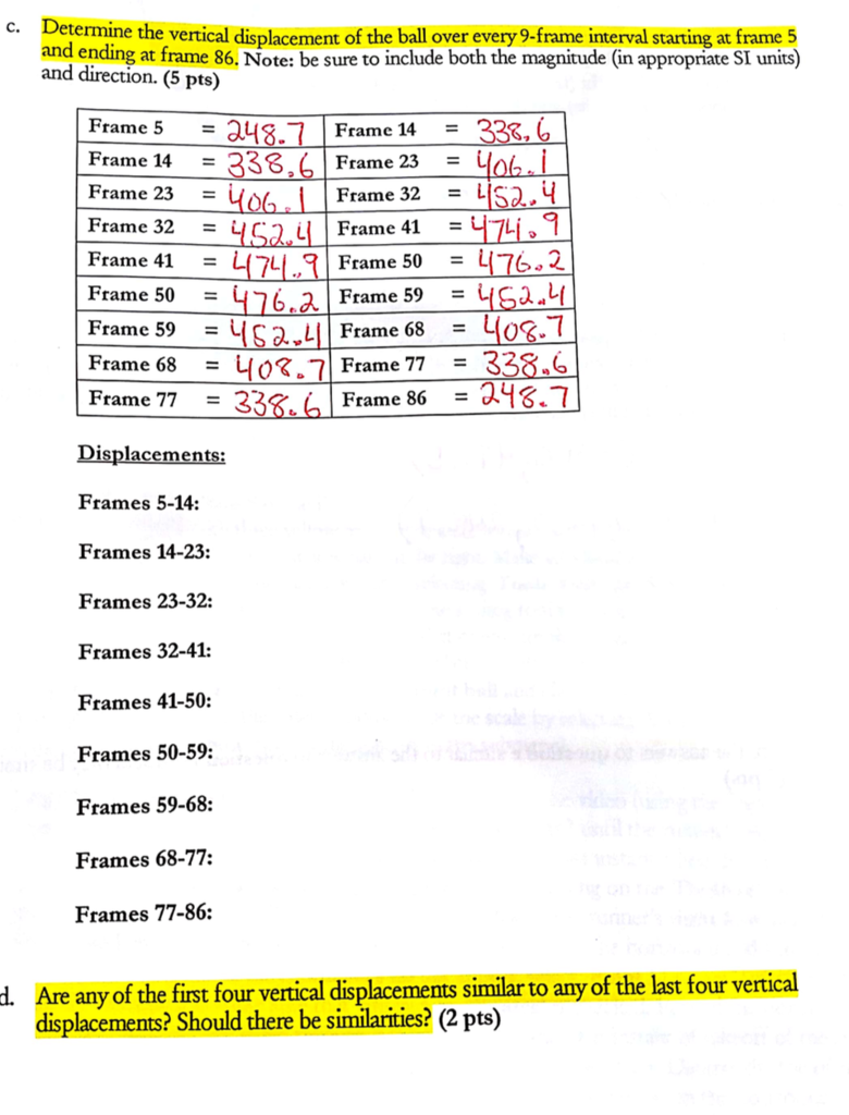 Solved Determine The Vertical Displacement Of The Ball Over Chegg