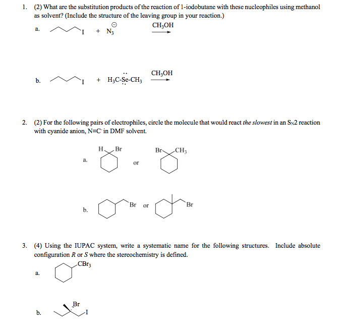 Solved 1. (2) What are the substitution products of the | Chegg.com