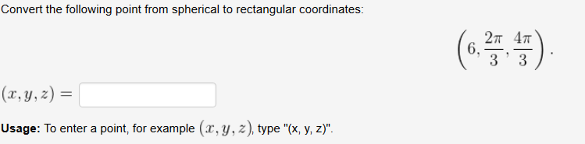 Solved Convert the following point from spherical to | Chegg.com