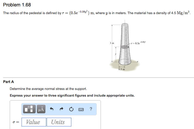 Solved The radius of the pedestal is defined by pi =
