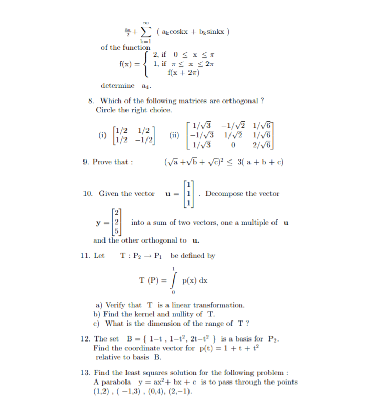 Solved (acoskx bsinkx) of the function 2, if 0 x ST f(x + | Chegg.com