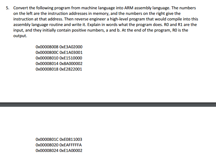 5. Convert the following program from machine | Chegg.com