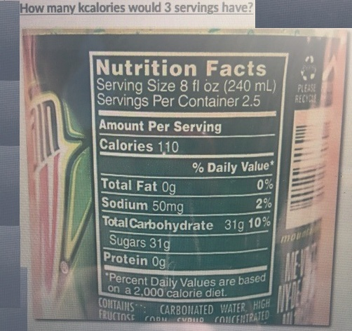 Solved How many kcalories would 3 servings have? Nutrition | Chegg.com