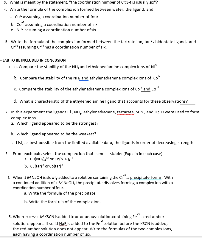 Solved 3. What is meant by the statement, "the coordination | Chegg.com