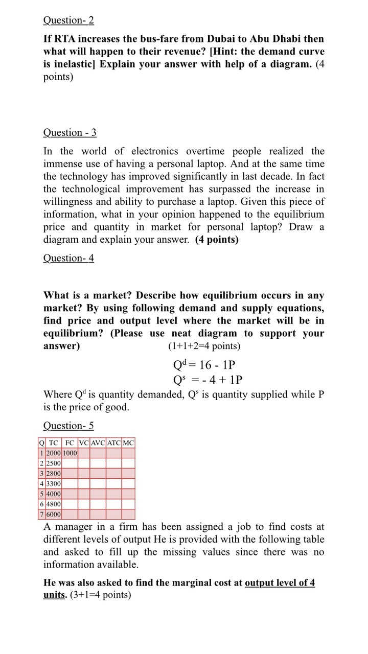Solved Question - 1 With the help of following table draw | Chegg.com