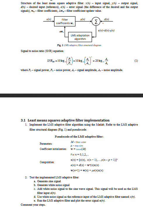 structure-of-the-least-mean-square-adaptive-filter-chegg