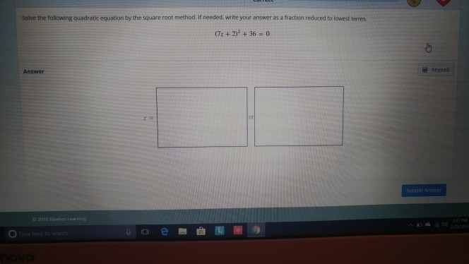 Solved Solve The Following Quadratic Equation By The Square Chegg