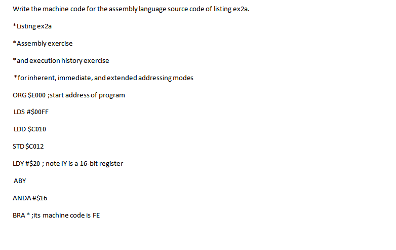 Write the machine code for the assembly language | Chegg.com