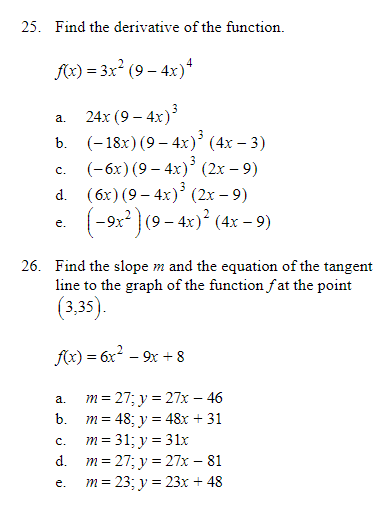 Solved 25 Find The Derivative Of The Function Fx 3x