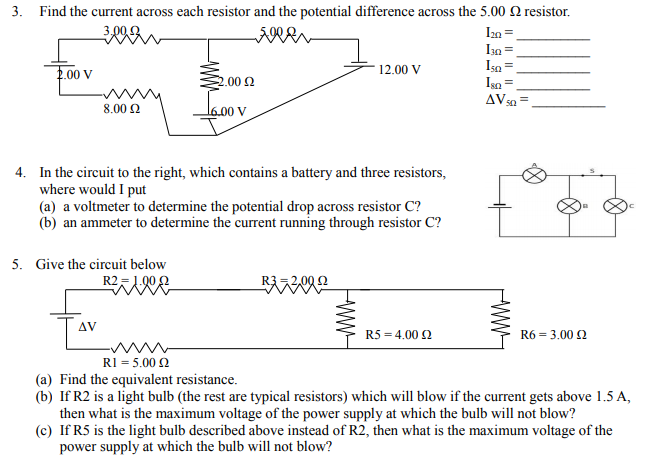 Solved 3. Find The Current Across Each Resistor And The | Chegg.com