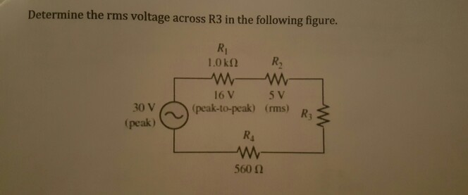 Solved Determine the rms voltage across R3 in the following | Chegg.com