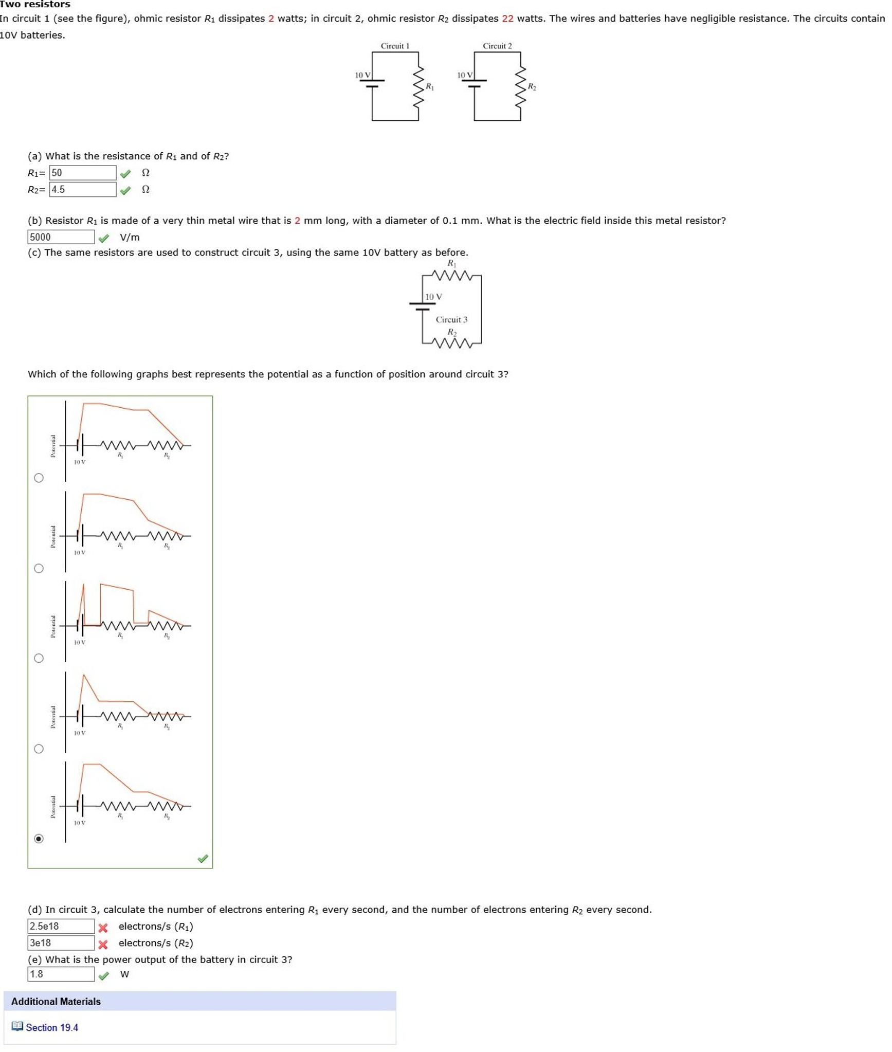 Solved In circuit 1 (see the figure), ohmic resistor R_1