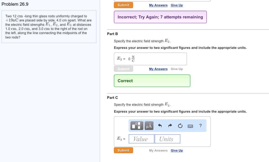 Solved Part A Problem 26.9 Specify the electric field | Chegg.com